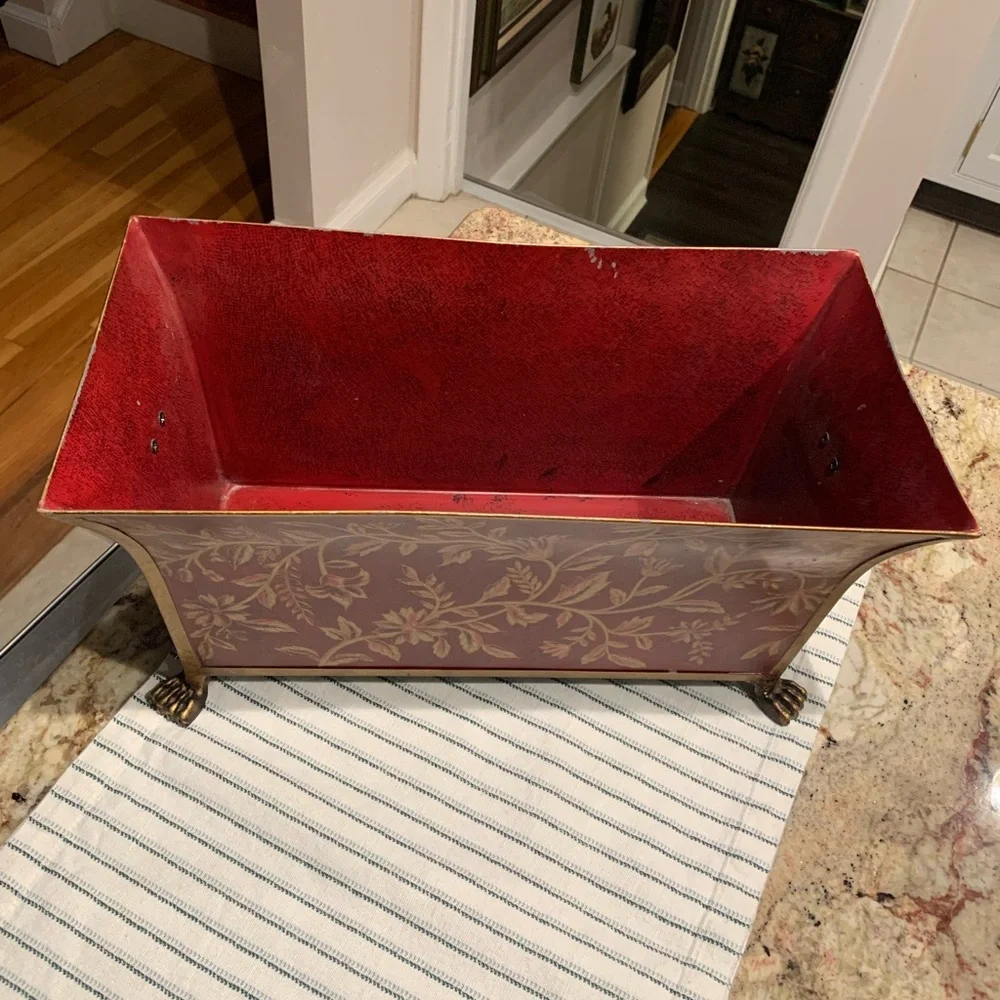 Red Tole French Style Jardiniere